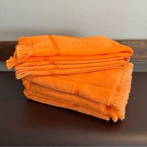 Vintage MCM Springmaid 100% Cotton Orange Bath & Hand Towel Set of 5